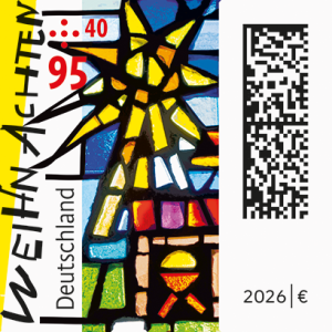 Markenmotiv Weihnachtsmarke 2026, Kirchenfenster Christuskirche Düneberg